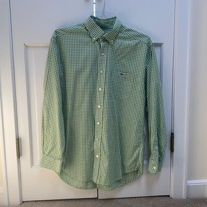 Vineyard Vines men’s green/white button down (M)